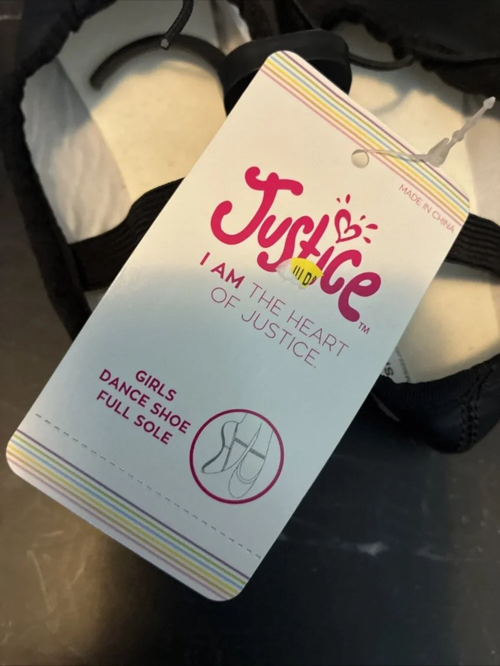 Justice Girls Black Dance Shoes Ballet Jazz Slip On Size 11 New